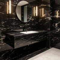 Dalle de pierre en granit naturel imperméable sur mesure, résistante à l'usure, épaisseur 18 mm, pour la décoration de salle de bain d'hôtel, meuble TV