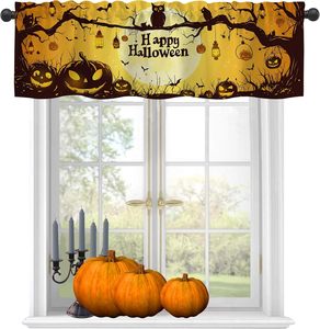 Cortinas Decorativas para Ventana de Cocina con Diseño de Gato Negro de Halloween, Calabaza, Sombrero de Bruja y Escoba, Personalizables - Product Image 2