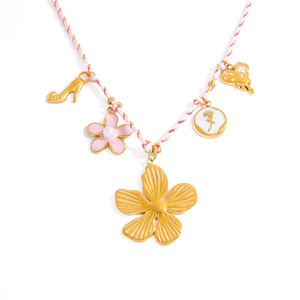 Collar con Colgante de Flor, Cadena de Acero Inoxidable Chapada en Oro, Joyería Hecha a Mano para Uso Diario, Cadena para Clavícula para Mujer, XL31339 - Product Image 5