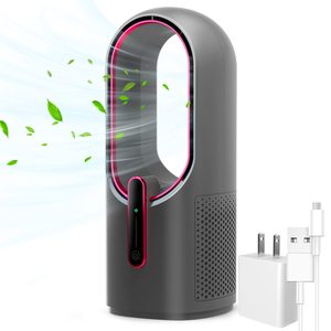Ventilateur de bureau portable sans pales <span class=keywords><strong>Feigo</strong></span>, rechargeable par USB, numérique, 3 vitesses, en plastique, pour voiture et extérieur - Product Image 3