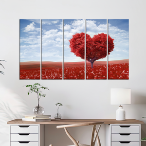 Heart Tree <b>Canvas</b> Print: Modern Tempered Glass <b>Wall</b> Art,SET OF 5 <b>CANVAS</b> - Product Image 3