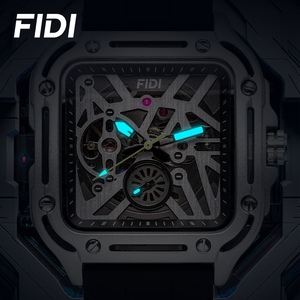 FIDI Square Skeleton <b>Automatic</b> Mechanical Men Watch Silicone Strap 3ATM Waterproof Sport Luxury Mens Wristwatch - Product Image 4