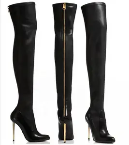 topuklu yüksek uyluk Suppliers-2021 kadın moda kış diz çizmeler üzerinde bayanlar Stiletto ince yüksek topuklu uyluk yüksek sivri burun çizmeler
