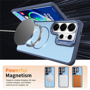 Quality metal camera holder matte frosted magnetic phone case for samsung Galaxy S26 ultra S25 A35 A57 A14 <b>cover</b> for iPhone 17 - Product Image 4