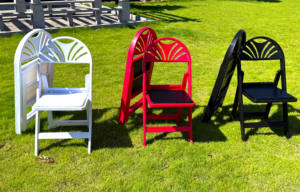 Venta al por mayor caliente venta moderna boda evento usado ventilador trasero Wimbledon jardín comedor sillas de hotel blanco al aire libre silla plegable de plástico - Product Image 6