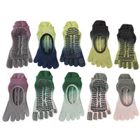 Chaussettes de yoga et de Pilates à cinq doigts, avec grip à pois, logo personnalisé, pour studio professionnel et domicile