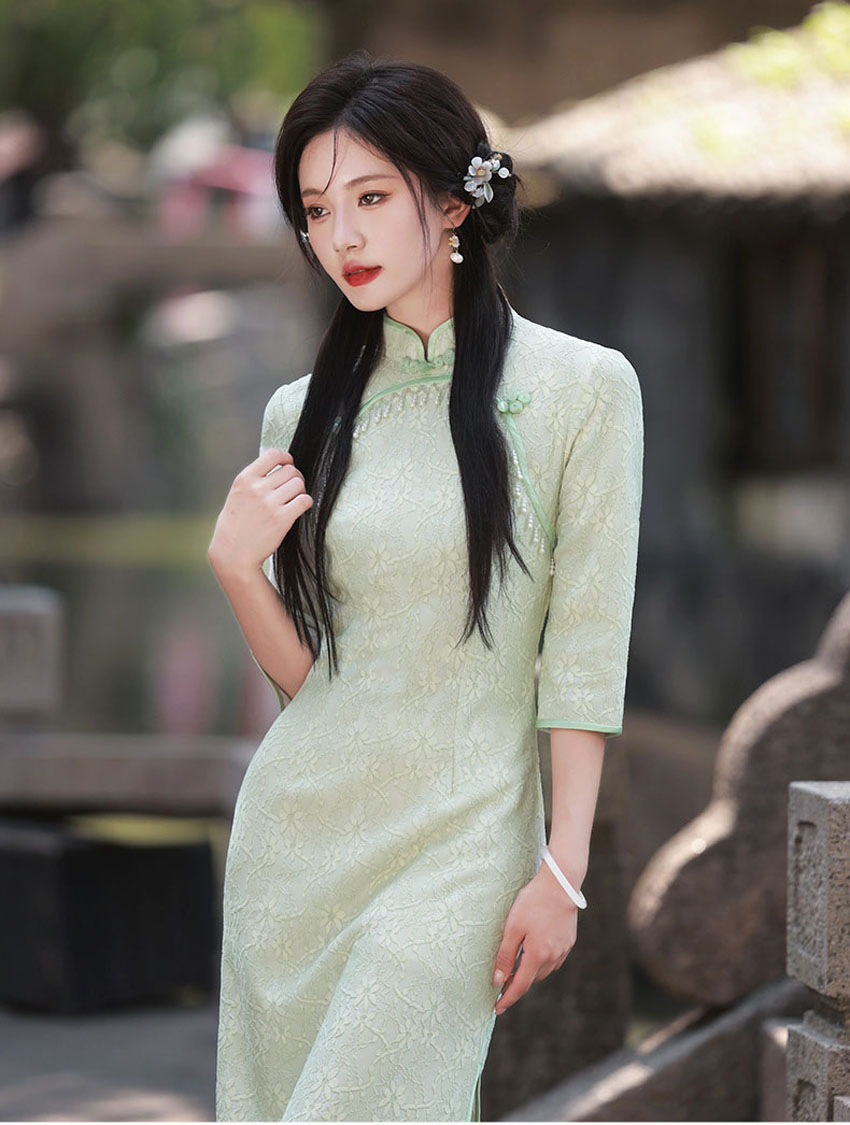 china formal dress Chinese style Gradient-Color Ivory Printing Evening Dresses 2021 A-Line /  Princess Scoop Neck Short Sleeve Floor-Length / Long Evening Party Formal  Dresses