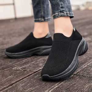 Chaussures de sport quotidiennes pour femmes, respirantes, en tissu extensible, avec amorti, légères, à enfiler, grandes tailles, chaussures de marche décontractées - Product Image 2