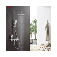 Robinet de douche à effet pluie à poignée unique Équipements de salle de bain muraux pour eau froide et chaude Noyau de valve en céramique polie Design unique