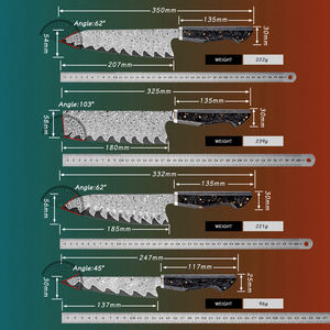 طقم سكاكين الشيف للمطبخ من Grandsharp، سكاكين مطبخ يابانية من 67 طبقة من الفولاذ الدمشقي AUS10، أطقم سكاكين شيف بمقبض من ألياف الكربون والراتنج - Product Image 6