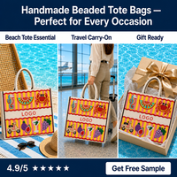 Sac fourre-tout personnalisé à rayures et perles, sac à main de plage côtier, cadeau de mariage pour enterrement de vie de jeune fille, sac à perles de rocaille, OEM