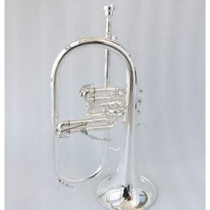 Flugelhorn Bb de haute qualité et bon marché à 3 pistons, plaqué argent, <span class=keywords><strong>instrument</strong></span> de musique - Product Image 1