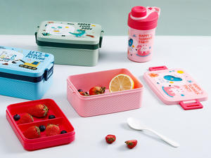 Grosir kotak Bento PP kotak penyimpan makanan microwave untuk anak-anak kotak makan siang kartun dengan cangkir air - Product Image 5