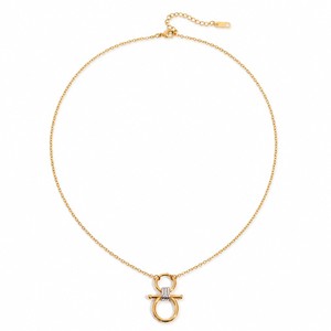 Collier en acier inoxydable plaqué or PVD 18 carats, étanche, bicolore, vente en gros, bijoux de mode pour femmes - Product Image 1