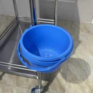 รถเข็นสแตนเลสสองชั้นแบบลิ้นชักเดียวสำหรับเฟอร์นิเจอร์คลินิกโรงพยาบาลรถเข็นทางการแพทย์พร้อมถัง4ล้อ - Product Image 5