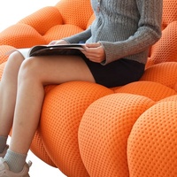 Canapé d'angle modulable convertible moderne avec tissu capitonné, emballage compressé, design pouf pour salon