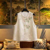 Gilet de luxe en soie et laine brodé à la main à Luneville pour femme, veste sans manches ouverte sur le devant, richement perlée, personnalisable OEM