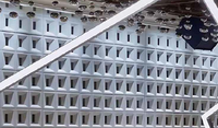 Brique creuse en PU, modèle de bloc de construction à 9 trous, pour décoration murale intérieure, avec motif de balcon incliné et motif à neuf grilles, couleur rouge, composant Ins