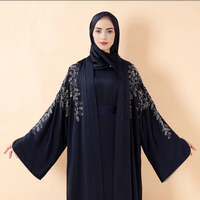Nouvel ensemble de 3 pièces maxi modeste grande taille avec strass, fleurs et perles, avec ceinture, robes Abaya Jubah de luxe pour femmes musulmanes