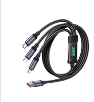 [1m/2m] 5A 120W 6A Kabel USB ke USB-C Micro L 3-in-1 Pengisian Daya Ultra Cepat dengan Layar Digital untuk Ponsel