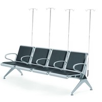 Chaise de gang d'hôpital avec coussin en cuir PU 3 places banc de réception en métal chaise de salle d'attente d'aéroport