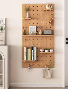 Panel Organizador de Pared de Madera con Ganchos y Estantes <span class=keywords><strong>para</strong></span> el Hogar, Oficina, Sala de Manualidades, Exhibición de Herramientas - Product Image 1