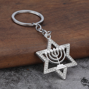 Accesorio creativo, collar <span class=keywords><strong>de</strong></span> <span class=keywords><strong>Jerusalén</strong></span> <span class=keywords><strong>de</strong></span> aleación <span class=keywords><strong>de</strong></span> cristal con incrustaciones <span class=keywords><strong>de</strong></span> diamantes, llavero judío - Product Image 5