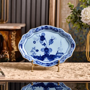 Assiette en porcelaine à bord festonné style italien vintage, motif floral multicolore, vaisselle en céramique pour la maison, la salle à manger, la décoration de table de mariage - Product Image 3