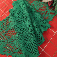 Noël Style américain Floral Durable dentelle chaîne tricoté gland nappe personnalisable pour fête à manger Table basse