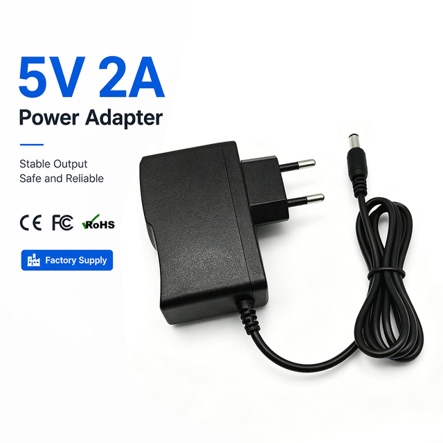 CE Certified 5V 2A Power Adapter 10W EU US UK Plug Input 100-240V AC DC Switching Power Supply for LED Light Router CCTV