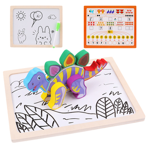 Tavola da Disegno Magnetica 3D per Bambini, Puzzle in Legno a Forma di Dinosauro, Lavagna per Graffiti Cancellabile, Giocattolo Educativo per la Prima Infanzia - Product Image 3