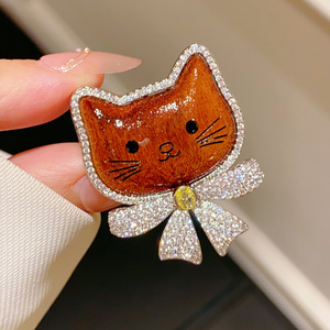 Broche de Luxo Acessível em Madeira Original, Joia de Gato com Laço Fofo, Acessórios Femininos Casuais Bonitos <span class=keywords><strong>Vintage</strong></span> ALN26020310 - Product Image 1