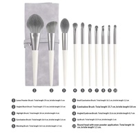 Set Kuas Makeup 10 Buah dengan Gagang Kayu Serat Sintetis - Kuas Kipas Lembut & Kuas Eyeshadow/Bedak Tabur All-in-One - Grosir