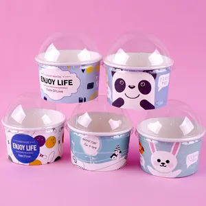 dome lid paper bowl ice cream cups qianli salad bowl paper cup for ice cream qianyi