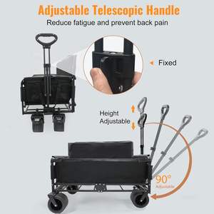 Chariot de sport pliable avec roues, capacité de 240L, charge de 560lb, grands chariots d'épicerie 3 en 1 à usage intensif - Product Image 2