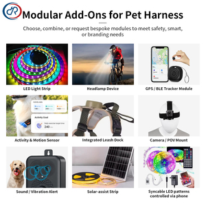 OKKPETS カスタムロゴ ライトアップ ドッグハーネス フロントチェスト LEDライト付き ノープル ドッグハーネス 多機能ボトムキャビティ付き - Product Image 6