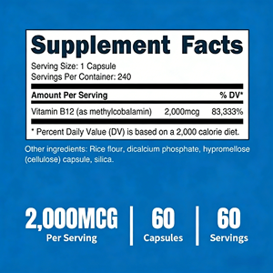 Cápsulas de L-Metilfolato de Marca Privada OEM, Folato Activo 5-MTHF con Vitamina B12 para el Apoyo del Estado de Ánimo y la Energía - Product Image 4