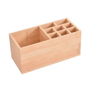 Personnalisé fait à la main petit multifonctionnel solide pin bois bureau Caddy boîte de table comptoir stockage organisateur support