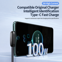 Câble USB-A vers Type-C tressé à charge rapide 100W 6A, coudé à 90 degrés, pour jeux, charge rapide QC pour smartphone, tablette et ordinateur portable