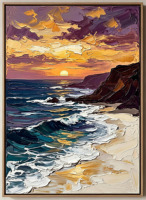 Peinture à l'huile originale sur toile, paysage marin texturé 3D, taille personnalisée, style rétro, cadre en bois, pour salon