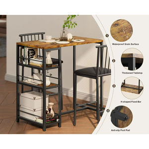 Creative and stylish retro-style <b>bar</b> counter <b>table</b> for home use, simple high-leg <b>table</b> and chair combination. - Product Image 2