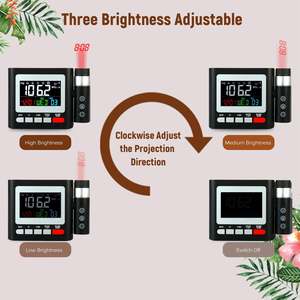 Nouvelle horloge de table de bureau numérique multifonctionnelle avec projection, radio FM électronique, touches tactiles, affichage de la température et de l'humidité, date, fonction snooze - Product Image 5