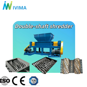 Déchiqueteur à double arbre haute puissance et couple élevé pour matériaux mixtes (plastique, bois, métal) destiné au pré-écrasement - Product Image 1