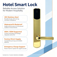 Sistema de Cerradura Electrónica para Hotel SUS304 Impermeable con Tarjeta, Cerradura de Embutir para Puerta de Madera, Acero Inoxidable, Almacenamiento de Datos en la Nube, SDK, Puerta de Latón