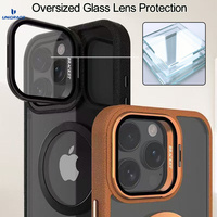Cadre en cuir de qualité supérieure support de lentille en métal protecteur en verre étui de téléphone magnétique Transparent pour iPhone 13 14 15 16 17 Pro Max