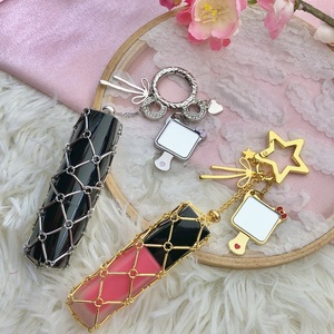 Porte-clés exquis en acier inoxydable avec pochette à maquillage, nouveau design créatif, mignon pendentif chat, miroir, cadeau pour fille - Product Image 6
