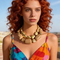 Collier tendance pour femme, style transfrontalier Europe-Amérique, design audacieux géométrique en perles de résine, adapté aux mamans, polyvalent