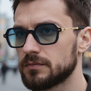 Lunettes de soleil carrées de luxe pour hommes, monture noire, verres PC, protection UV400, branches en alliage métallique, lunettes de soleil haut de gamme pour hommes. - Product Image 2