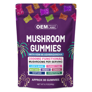 Oem Fabricage Met De Beste Service Voor Immuunondersteuning <span class=keywords><strong>Ashwagandha</strong></span> & Leeuwenmanen Gummies Supplement-Uitgebreide Paddenstoelgummy - Product Image 1
