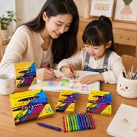 Crayons en vrac, 24 couleurs, mini bâtonnets de cire, couleurs vives et lisses, logo personnalisé, boîte jaune pour garderies, restaurants, packs d'activités pour enfants
